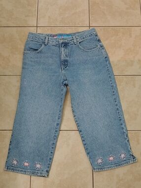 Vintage Y2K No Excuses Capris Women's 11/12 Embroidered 90s Denim